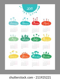 Mini cute calendar 2015 seasons