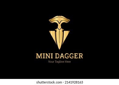 Mini dagger golden logo template, blade template, sword template. Suitable for related bussines