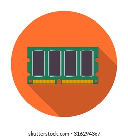 Mini DDR Ram icon with long shadow. 