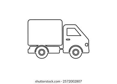 Mini Delivery truck vector illustration. Delivery truck icon Line art Cargo vehicle on a white background