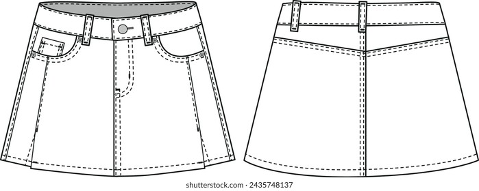 Mini Jeansrock CAD, Rock flach