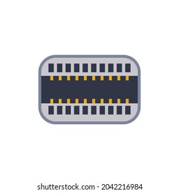 Mini displayport pc universal connector icon. Vector graphic illustration of Port in flat style. USB type, video and audio port. Displayport and other computer interface elements.