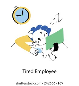 Here’s a mini doodle illustration of tired employee 