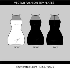 Mini Dress Fashion Flat Sketch Template Stock Vector (Royalty Free ...