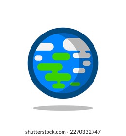 Mini-Erde einzeln auf weißem Hintergrund mit Schatten. Perfekt für Ikone, Illustration, Infografik-Projekt, Poster, Banner, Earth Hour, Earth Day, Liebe und Rettung unseres Planeten. Erde, Vektorgrafik.