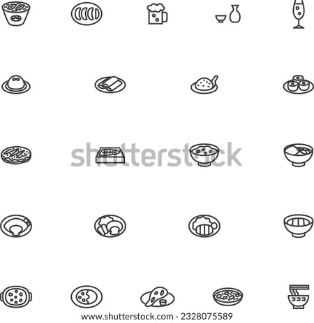 Mini eating and drinking line drawing icon set 04