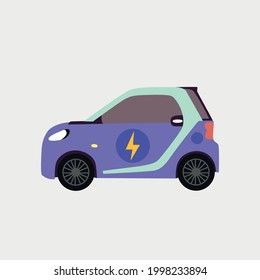 Mini concepto de vector de diseño plano de coche eléctrico