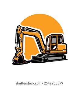 Mini excavadora retroexcavadora ilustración de Arte vectorial. Mejor para la industria relacionada con la construcción