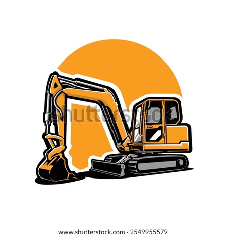Mini excavator backhoe vector art illustration. Best for construction related industry