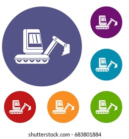 Mini excavator icons set