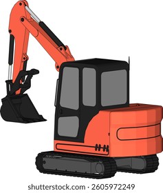 Mini excavator isolated on a white background.