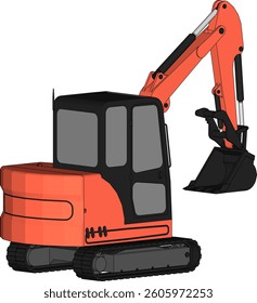 Mini excavator isolated on a white background.