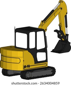 Mini excavator isolated on a white background.