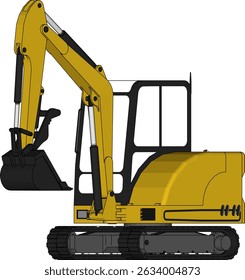 Mini excavator isolated on a white background.
