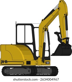 Mini excavator isolated on a white background.