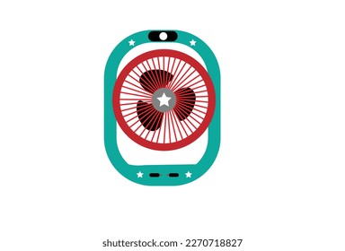 Mini fan in outline style. Modern electric fan different types colors set realistic vector illustration. Mini fan, vector illustration. Air cooling device, electric fan isolated on white background.