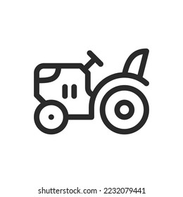 Mini-Bauernschlepper einzeln Symbol, Agrarrad Mini-Traktor-Umriss-Vektorsymbol mit bearbeitbarem Hub