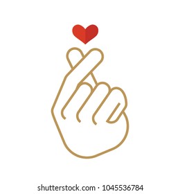 Mini finger heart in line icon style. Asian symbol hand heart. from the hands of a heart. Korean, Chinese and Japanese Symbol hand heart. 