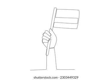 A mini flag on Colombia's independence day. Independencia de Colombia one-line drawing