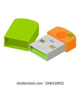 Mini flash drive icon. Isometric illustration of mini flash drive vector icon for web
