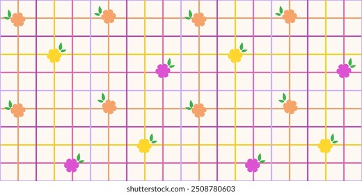 Mini Flower Grid Seamless Colorful Style