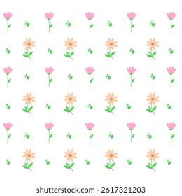 Mini flower seamless pattern. Cute floral illustration. Can be used for print, wallpaper, paper wrapping and fabrics