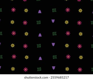 Mini flowers pattern with black background. Floral pattern for textile, backgrounds, fabric, bedsheets, blankets, shirts. Sunflower.