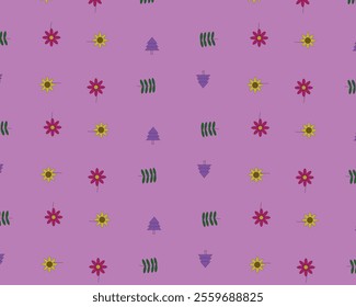 Mini flowers pattern with lilac color background. Small ditsy print pattern for textile, fabric. Cute seamless floral pattern.