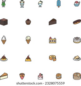 Mini food and drink color icon set 01