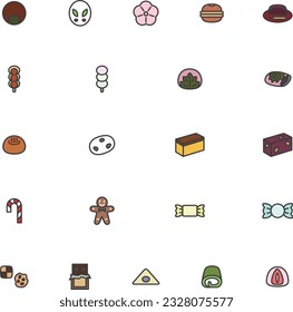 Mini food and drink color icon set 02