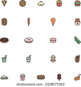 Mini food and drink color icon set 03