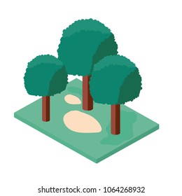 mini forest trees isometric icons