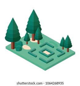 mini forest trees isometric icons