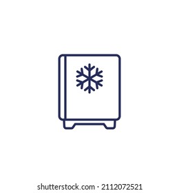 Mini Fridge Icon, Small Freezer Line Vector