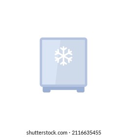 mini fridge icon, small freezer in flat design