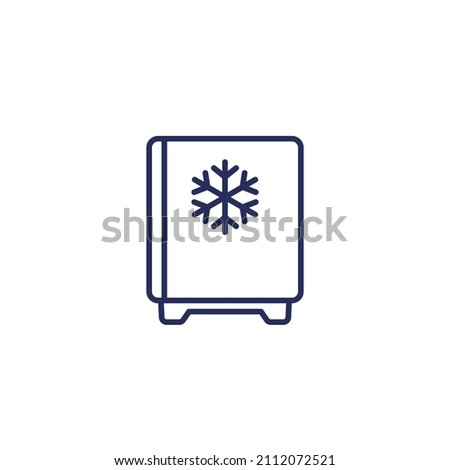 mini fridge icon, small freezer line vector