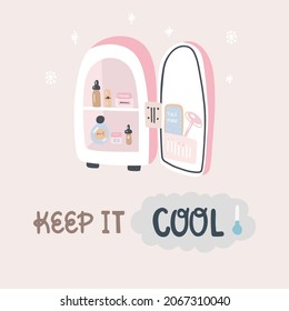 Mini fridge for keeping skincare, makeup and beauty product cool and fresh. Extend shelf live of creams, serums. Keep your beauty products organized and cool.