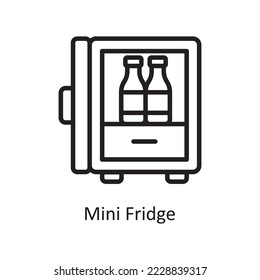 Mini Fridge Vector Outline Icon Design Illustration. Symbol für Wohnungsbau auf weißem Hintergrund EPS10-Datei