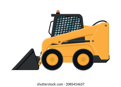 mini front loader machinery on white background