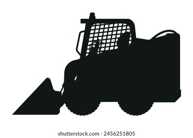 mini front loader silhouette. Heavy machinery for construction and mining