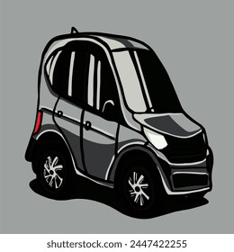 A Mini Funny Grey Multi Purpose Vehicle Illustration And Vector. This image suitable for automotive, motorsport, and community content,