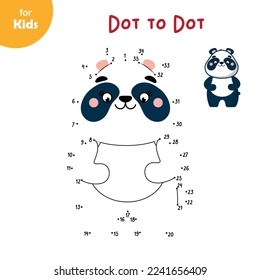 Mini game for children. dot to dot. cute panda. Education for preschoolers