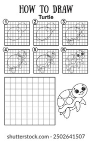 Mini game for children. How to draw a sea character. Draw an octopus pattern. Black and white illustration.