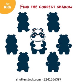 Mini juego para niños, encuentra la sombra correcta. Buen panda. Educación preescolar
