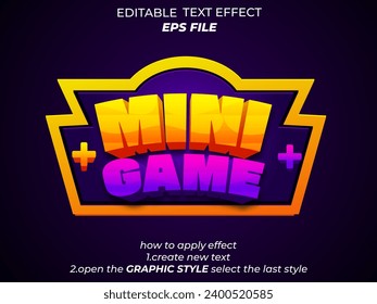 minijuego efecto texto, letra editable, tipografía, texto 3d para juegos. plantilla de vector