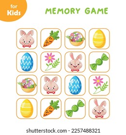 Mini games for children. Memory game, pictures. Easter. Education Series