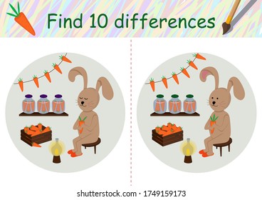 Mini games collection for kids.  Funny rabbit. Page for children's magazine, leisure activity task for children. 