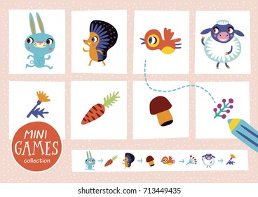 Mini games collections. Feed the animals.