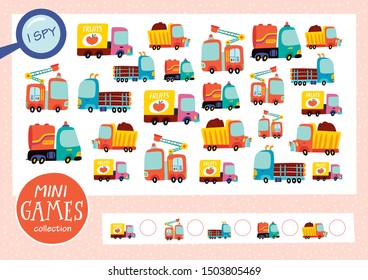 Mini games collections. I spy. Count the transport.