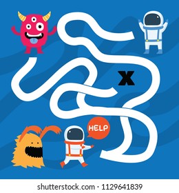 Mini games find the path for children with space and alien theme collection.